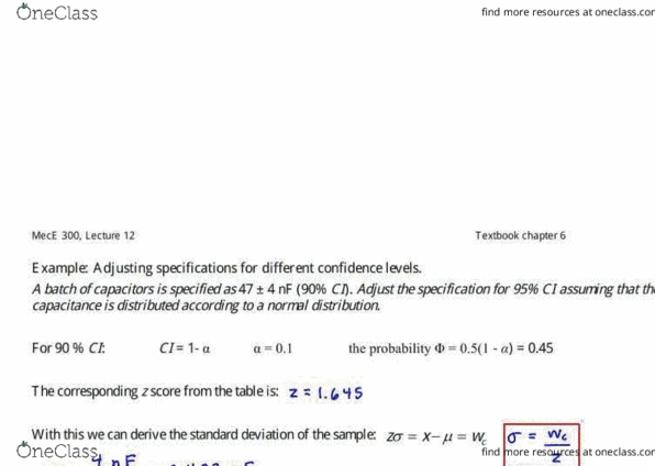MEC E300 Lecture Notes - Lecture 12: Microsoft Excel, Standard Deviation, Central Limit Theorem thumbnail