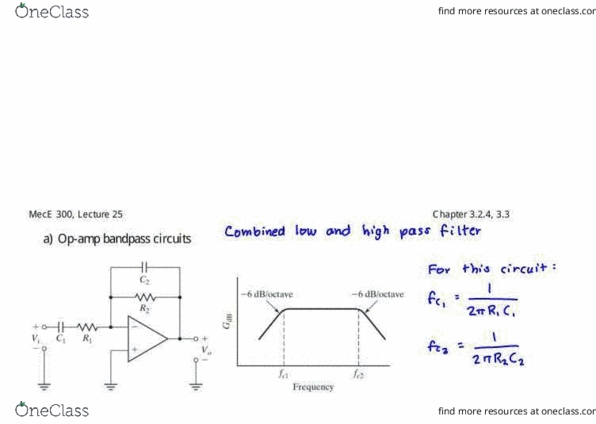MEC E300 Lecture Notes - Lecture 25: Galvanometer, Full Width At Half Maximum, Cutoff Frequency thumbnail