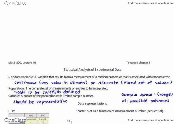 MEC E300 Lecture Notes - Lecture 10: Standard Deviation, Sample Space, Probability Density Function thumbnail