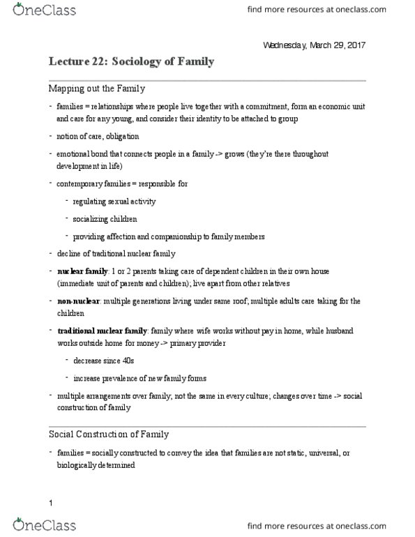 SOC101Y1 Lecture Notes - Lecture 22: Married People, Extended Family, Household Division thumbnail