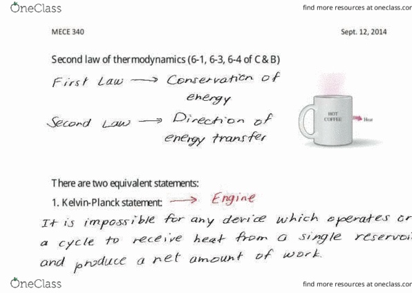 MEC E340 Lecture Notes - Lecture 5: Thermal Efficiency, Thermal Energy, Jansky thumbnail