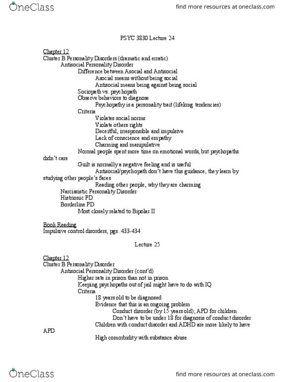 PSYCH 3830 Lecture Notes - Lecture 24: Allele, Antisocial Personality Disorder, Classical Conditioning thumbnail