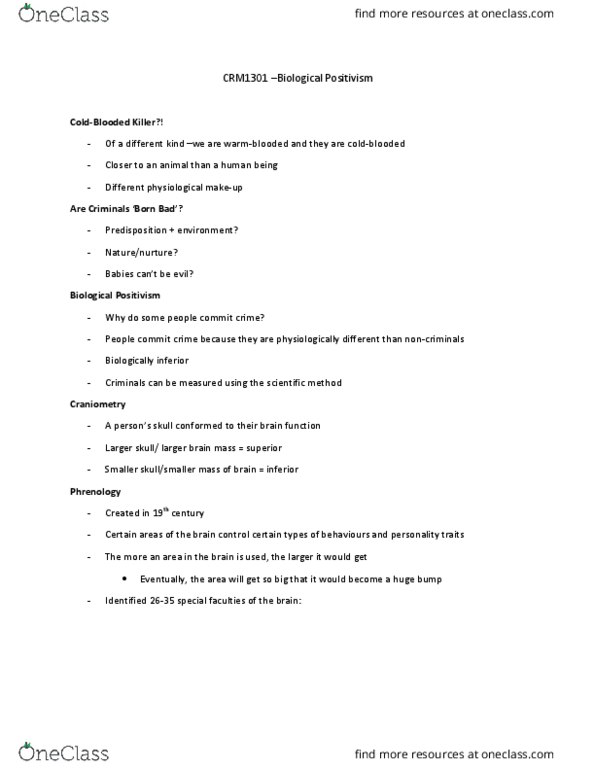 CRM 1301 Lecture Notes - Lecture 8: Eurocentrism, Somatotype And Constitutional Psychology, Craniometry thumbnail