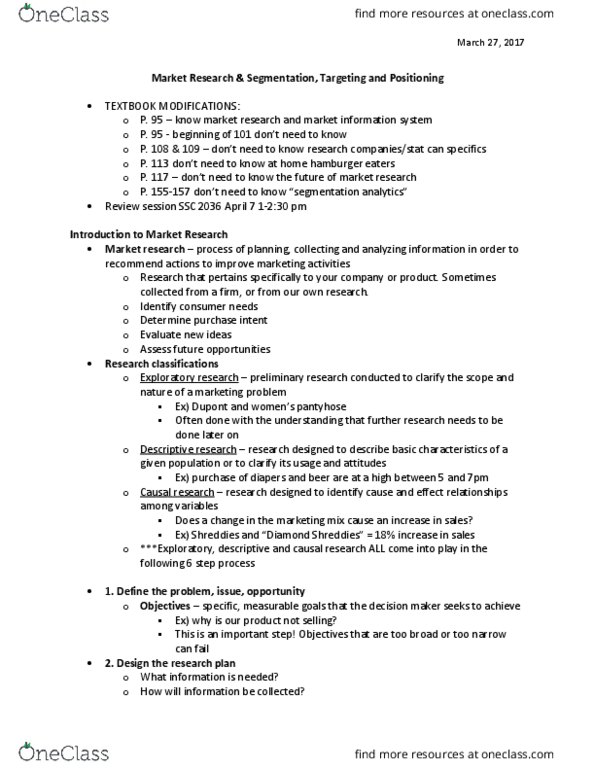 Management and Organizational Studies 1021A/B Lecture Notes - Lecture 9: Mass Marketing, Shreddies, Aulani thumbnail