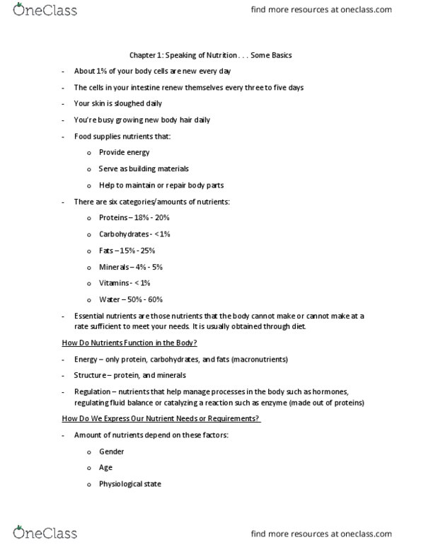 NUT 10 Chapter Notes - Chapter 1: Digestion, Fluid Balance, Bioavailability thumbnail