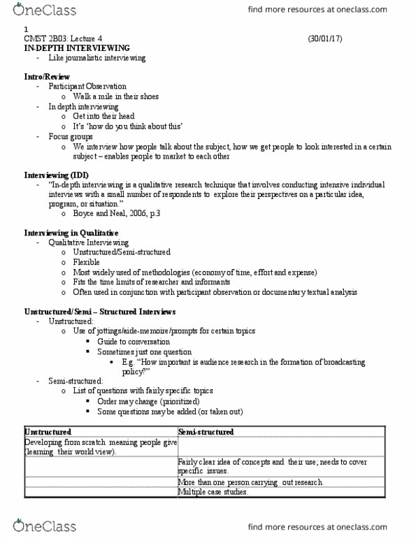 CMST 2B03 Lecture Notes - Lecture 4: Participant Observation, Avocado, Lightning thumbnail