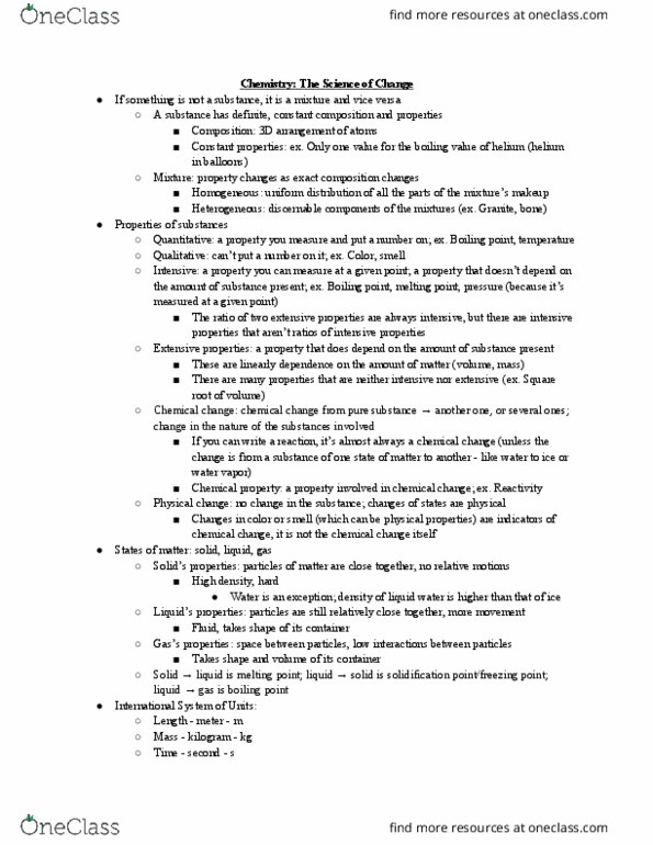 CHEM 1111 Chapter Notes - Chapter 1: Kilogram, Ampere, Scientific Notation thumbnail