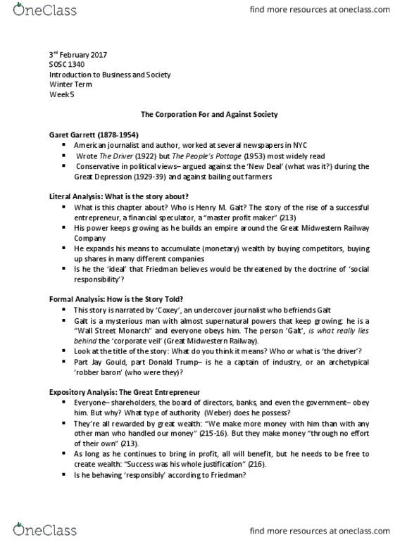 SOSC 1340 Lecture Notes - Lecture 5: Wall Street Crash Of 1929, Crop Rotation, Neoliberalism thumbnail