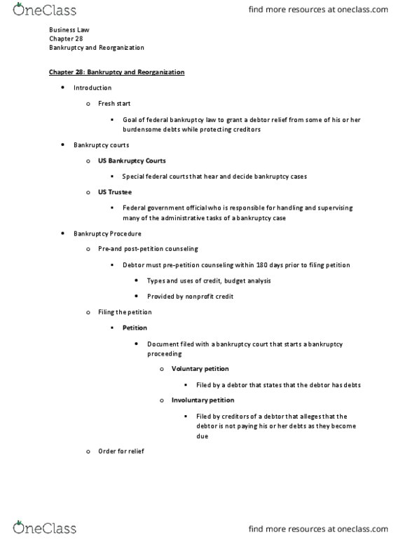 SCMA 323 Lecture Notes - Lecture 19: Secured Creditor, Automatic Stay, Community Property thumbnail