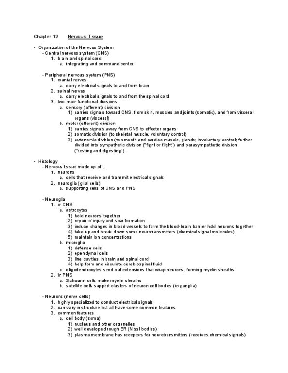 BIOB34H3 Lecture Notes - Central Nervous System, Myelin, Peripheral Nervous System thumbnail