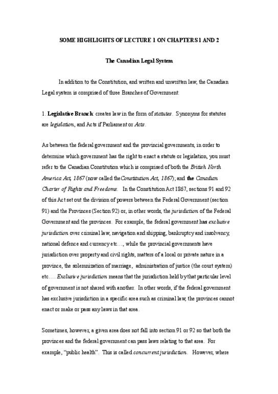 ADMS 2610 Lecture Notes - Concurrent Jurisdiction, Public Law, Lex Mercatoria thumbnail