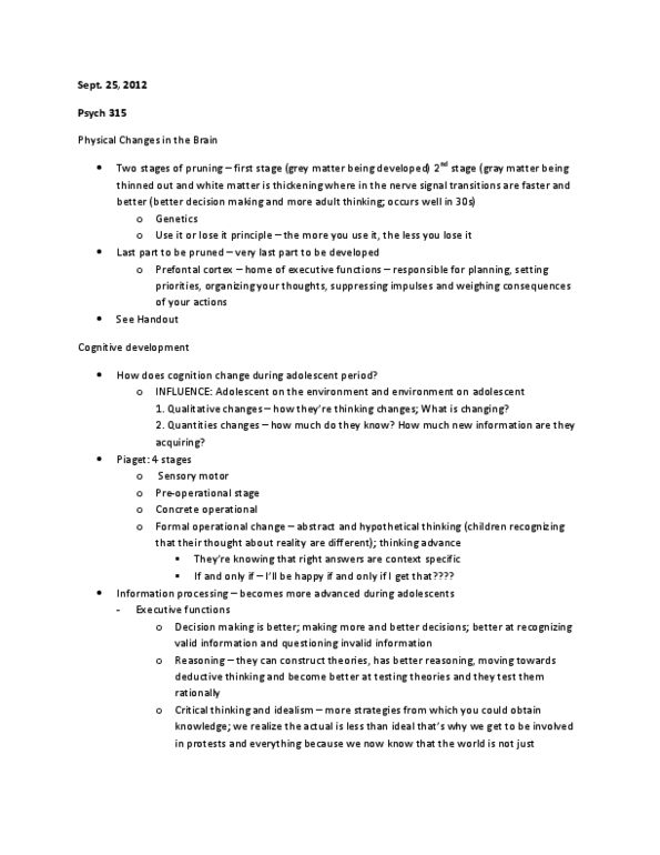 PSYCH315 Lecture Notes - Grey Matter, Divergent Thinking, Executive Functions thumbnail