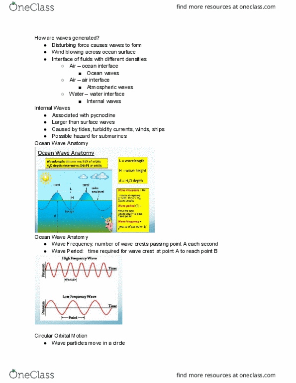 MEA 200 Lecture Notes - Lecture 12: Pycnocline, Air Interface, Wind Wave thumbnail