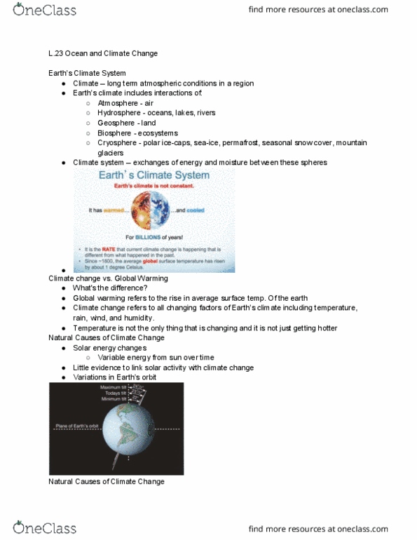 MEA 200 Lecture Notes - Lecture 23: Milankovitch Cycles, Eugenius Warming, Kyoto Protocol thumbnail