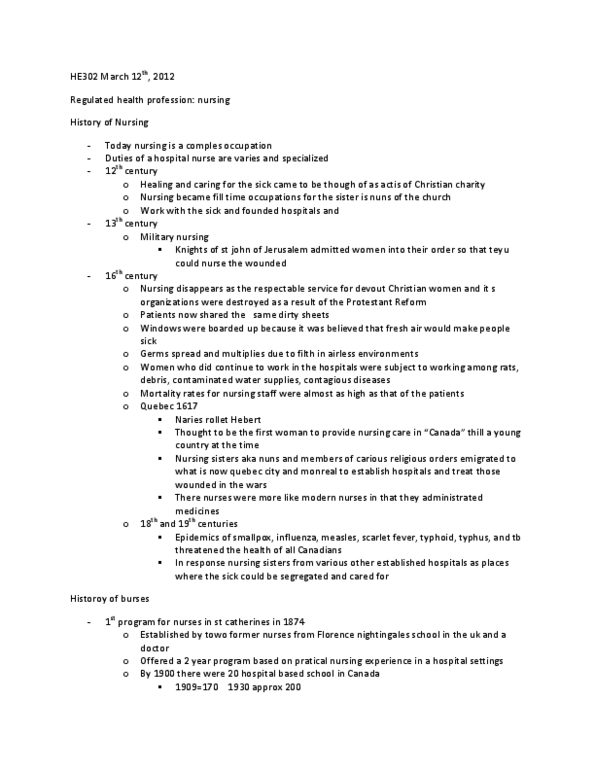 HE302 Lecture Notes - Allied Health Professions, Physician Assistant, Outline Of Health Sciences thumbnail