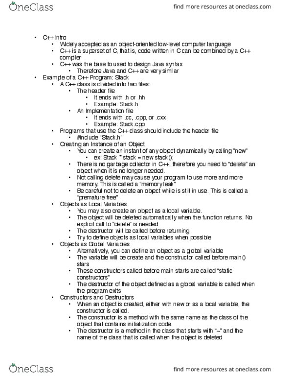 CS 24000 Lecture Notes - Lecture 10: Java Syntax, Local Variable, Global Variable thumbnail