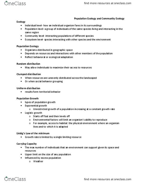 BIOL 102 Lecture Notes - Lecture 22: Parvovirus, Population Control, Old Age thumbnail