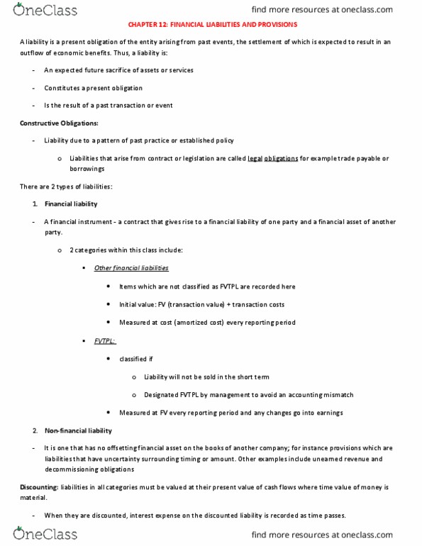 ACTG 3120 Chapter Notes - Chapter 12: Canada Pension Plan, Current Liability, Financial Statement thumbnail