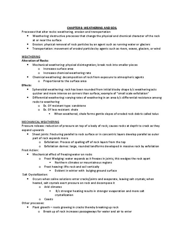 EARTHSC 1G03 Lecture Notes - Frost Heaving, Spheroidal Weathering, Crystallization thumbnail