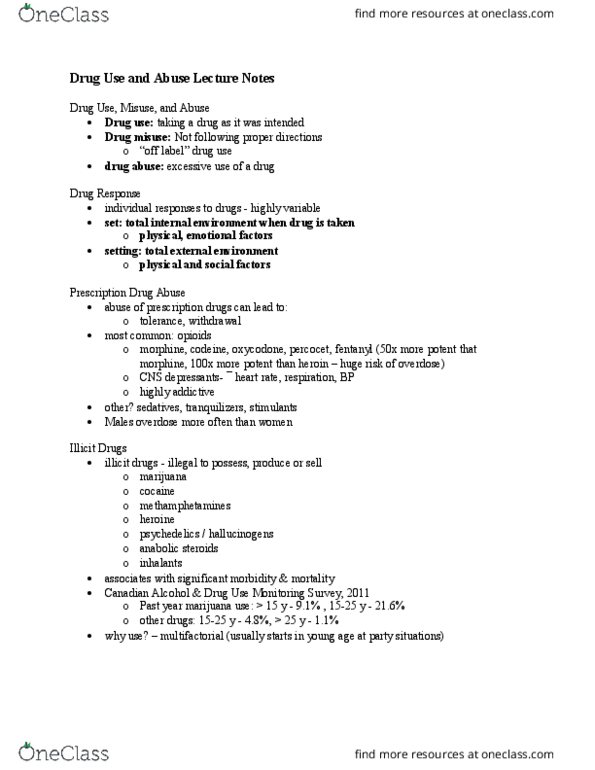 HE101 Lecture Notes - Lecture 10: Health Canada, Thalamus, Performance-Enhancing Substance thumbnail