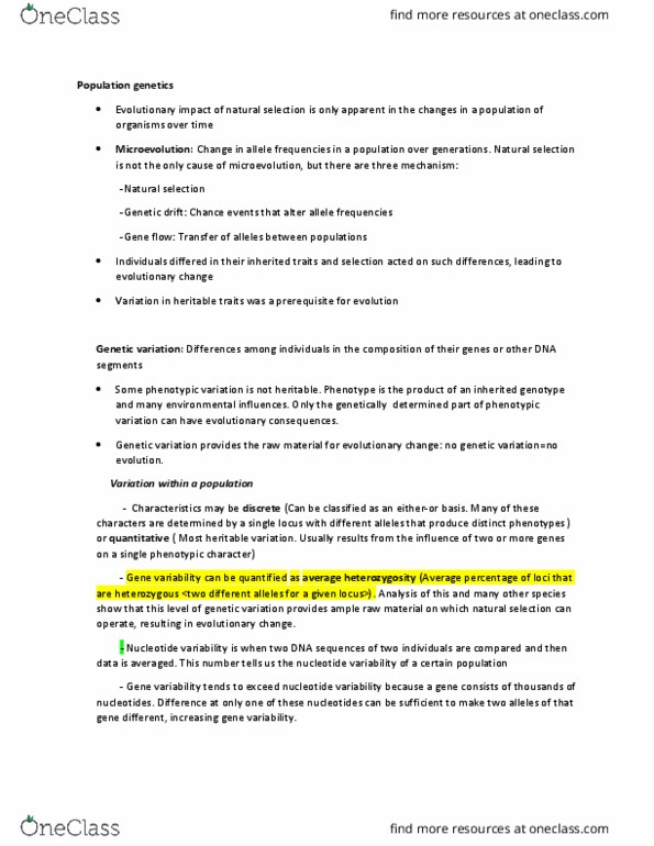 BIOL 103 Chapter Notes - Chapter 43: Balancing Selection, Heterozygote Advantage, Stabilizing Selection thumbnail