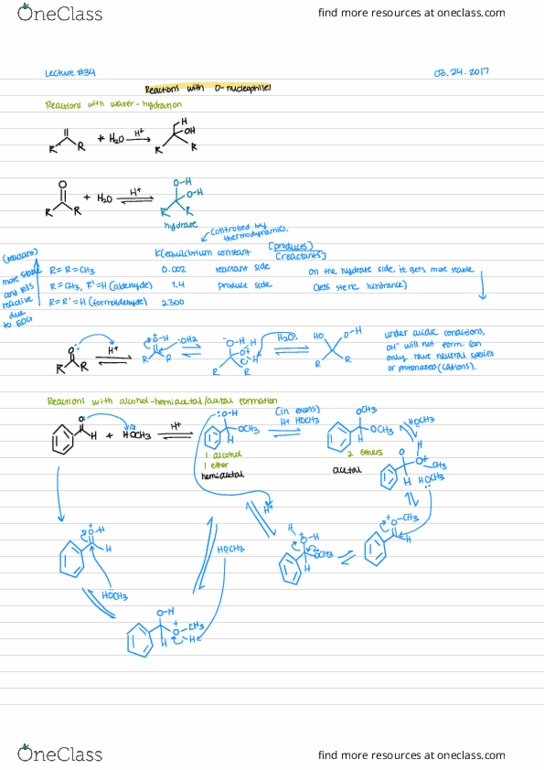 CHEM 2320 Lecture Notes - Lecture 34: Formaldehyde, Aldehyde, Ketone thumbnail