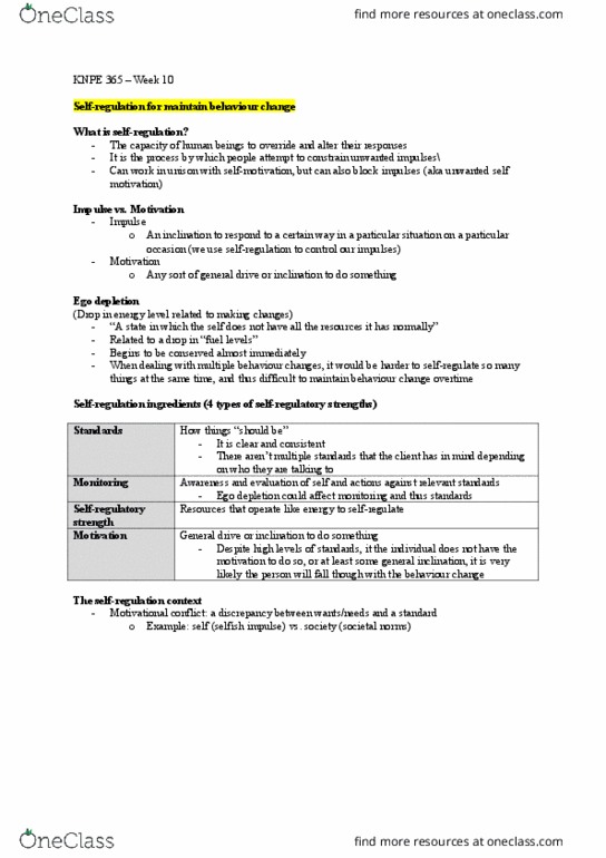 KNPE 365 Lecture Notes - Lecture 10: Pennsylvania Route 150, Situation Two, Ego Depletion thumbnail