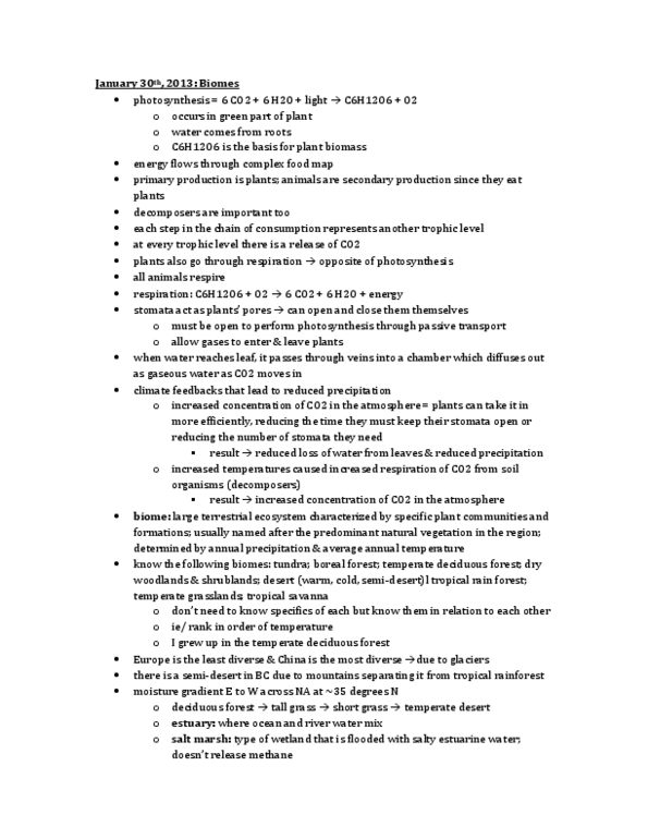 GEOG 205 Lecture Notes - Temperate Deciduous Forest, Terrestrial Ecosystem, Semi-Arid Climate thumbnail