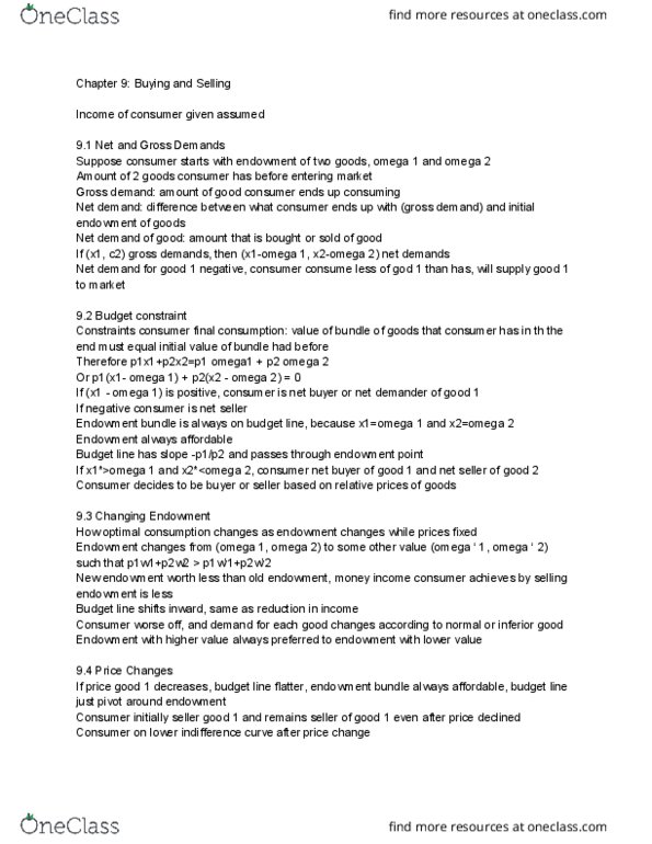 ECON 50 Chapter Notes - Chapter 9: Inferior Good, Indifference Curve, Budget Constraint thumbnail