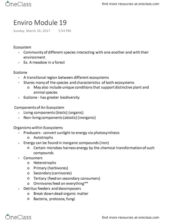 ENVIRSC 1C03 Lecture Notes - Lecture 10: Protozoa, Thermodynamics, Organic Matter thumbnail
