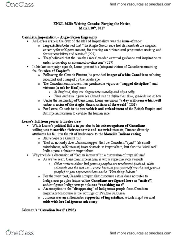ENGL 3630 Lecture Notes - Lecture 21: Chinese Head Tax In Canada, Sui Sin Far, Stephen Leacock thumbnail