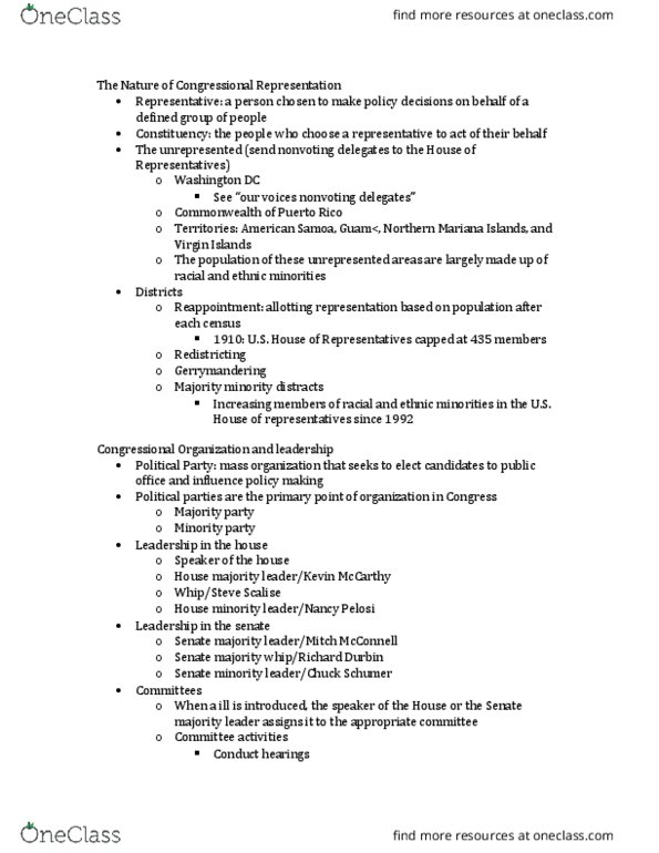 POSC 225 Lecture Notes - Lecture 7: Majority Minority, Gerrymandering, Pork Barrel thumbnail