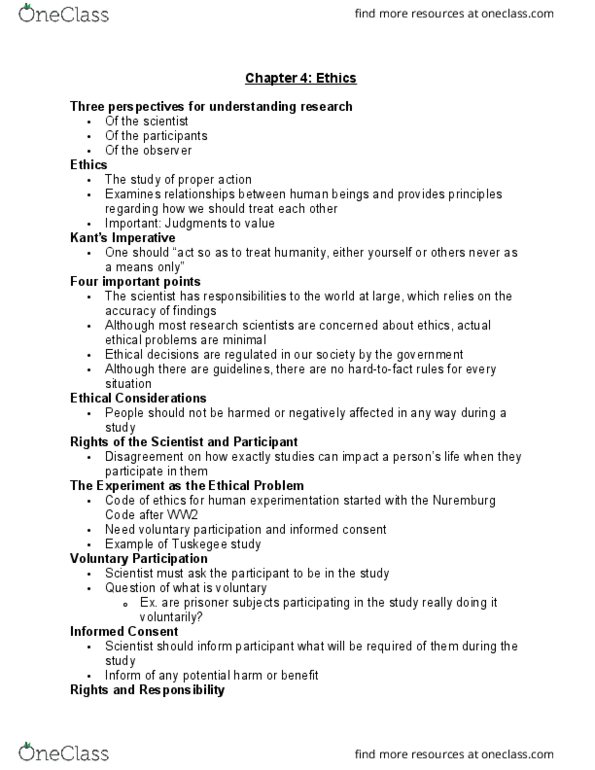 SOCECOL 10 Chapter Notes - Chapter 4: Nuremberg, Institutional Review Board thumbnail