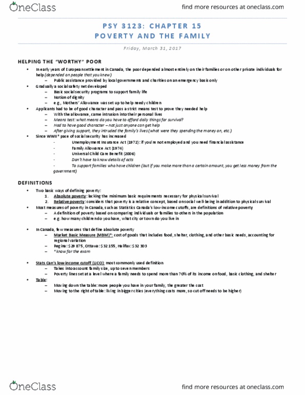 PSY 3123 Lecture Notes - Lecture 15: Stepfamily, Dependency Ratio, Asthma thumbnail