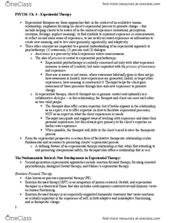 PSYC36H3 Chapter Notes - Chapter 4: Dialectic, Nosology, Clinical Formulation thumbnail