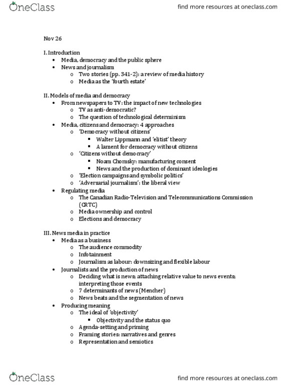 COMN 1000 Lecture Notes - Lecture 12: Alternative Media, Fourth Estate, Semiotics thumbnail