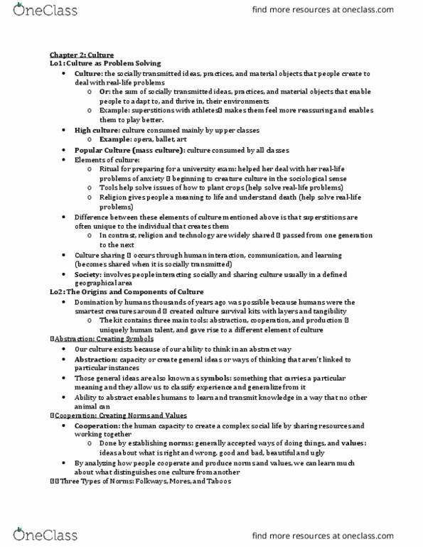 SOC100H5 Chapter Notes - Chapter 2: Cultural Relativism, Consumerism, Canadian Multiculturalism Act thumbnail