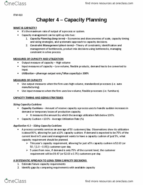 ITM 410 Chapter Notes - Chapter 4: Decision Tree Learning, Requirement, Capacity Management thumbnail