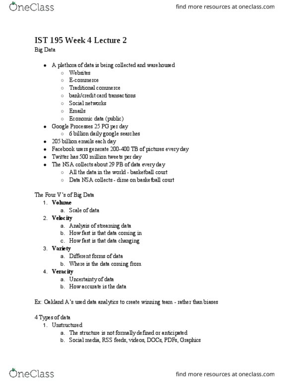 IST 195 Lecture Notes - Lecture 2: Yelp, Data Management, Oakland Athletics thumbnail