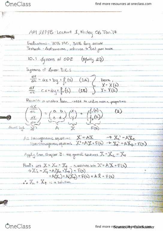Applied Mathematics 2277A/B Lecture 1: AM 2277B Lecture 1 Notes Systems of ODE thumbnail
