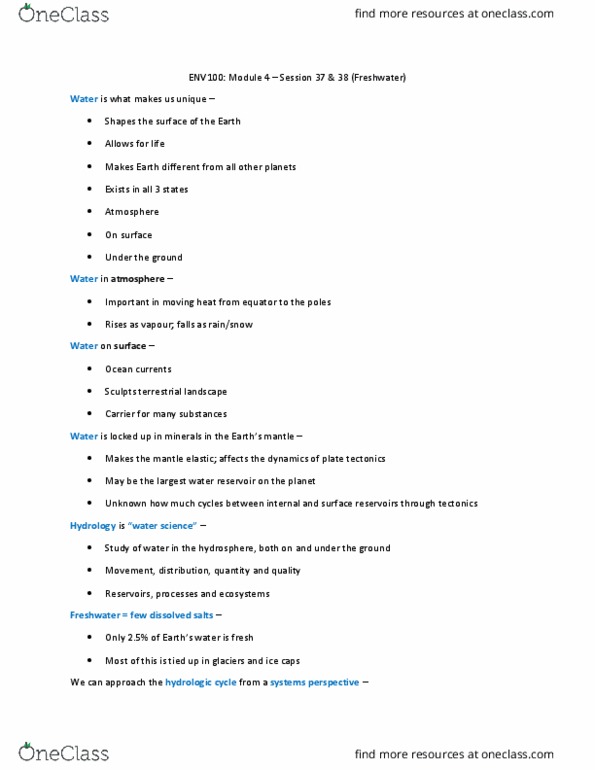 ENV100Y5 Lecture Notes - Lecture 4: Ocean Current, Nutrient Pollution, Silt thumbnail