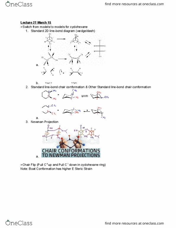 CHEM 123 Lecture Notes - Lecture 27: Cyclohexane Conformation, Newman Projection, Bond Length thumbnail