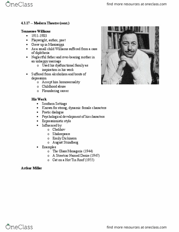 THEA 1206 Lecture Notes - Lecture 15: Ralph Ellison, August Wilson, Langston Hughes thumbnail