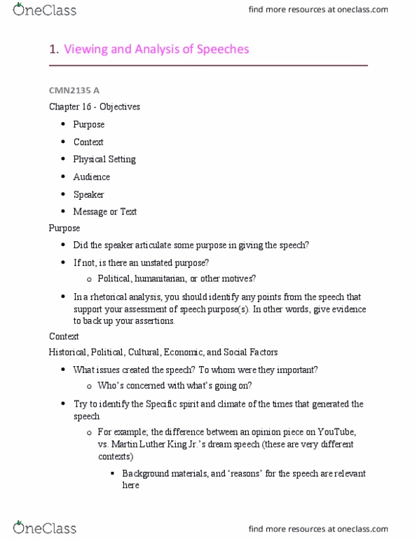 CMN 2135 Lecture 5: Viewing and Analysis of Speeches thumbnail