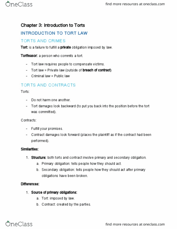 B LAW301 Lecture Notes - Lecture 3: Liability Insurance, False Imprisonment, Product Liability thumbnail