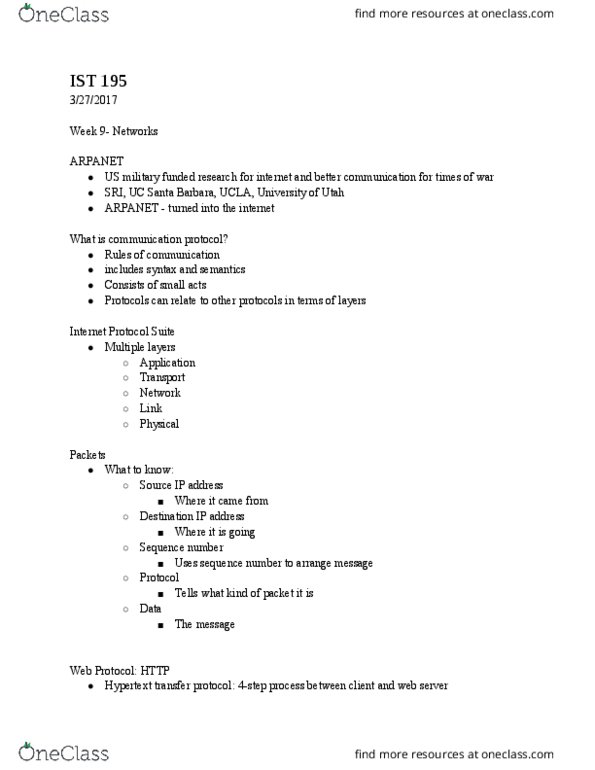 IST 195 Lecture Notes - Lecture 17: Hypertext Transfer Protocol, File Transfer Protocol, Internet Protocol thumbnail