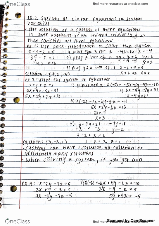 MATH 112 Lecture 13: 10.2 Systems of Linear Equations in Several Variables thumbnail