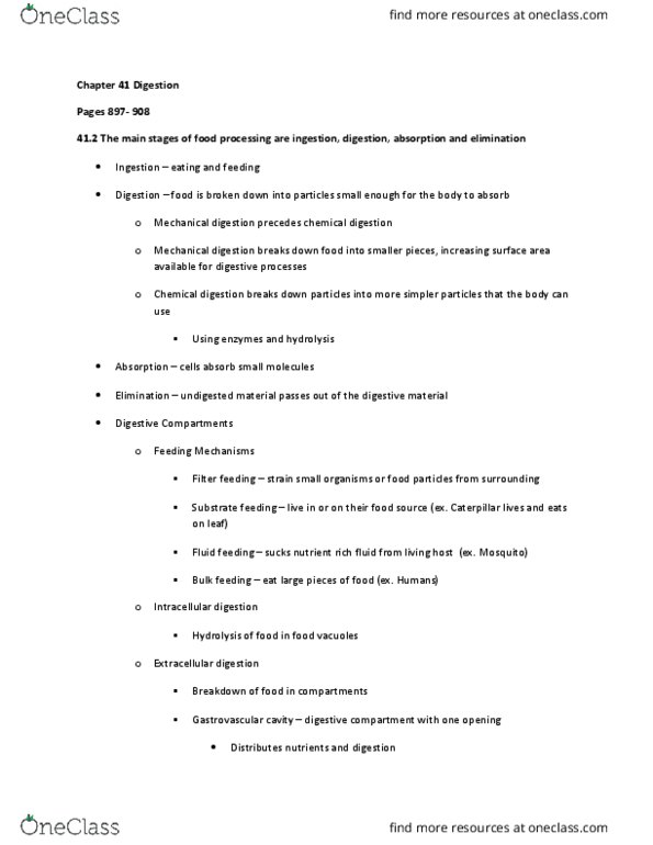 BIOL 2200 Chapter Notes - Chapter 41: Pepsin, Pharynx, Peristalsis thumbnail