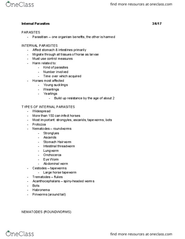 ANSC 2251 Lecture Notes - Lecture 11: Electronic Program Guide, Botfly, Habronema thumbnail