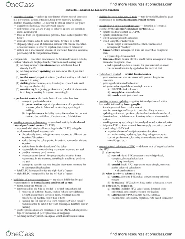 PSYC 251 Chapter Notes - Chapter 13: Reinforcement Learning, Amygdala, Frontal Lobe thumbnail